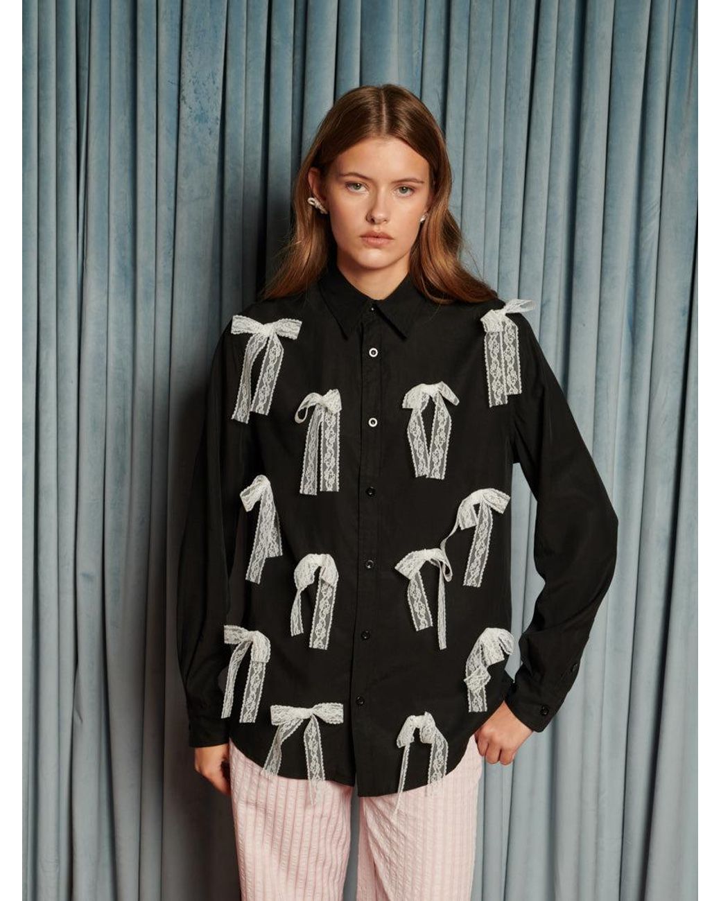 Sister Jane Gray Gibson Lace Bow Shirt