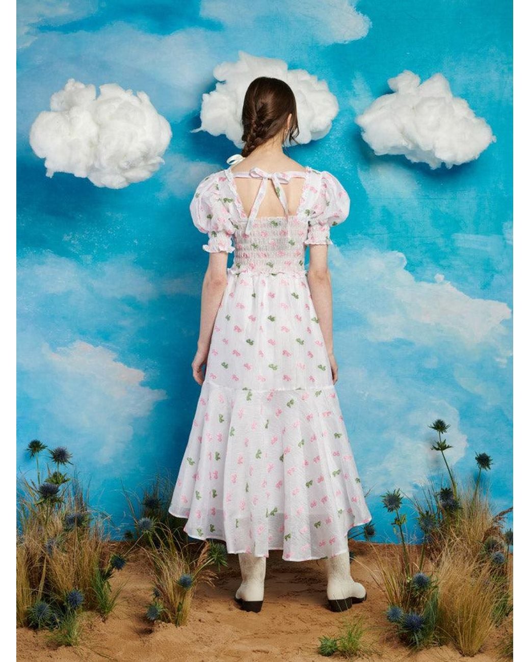 Sister Jane Blue Folk Bow Jacquard Dress