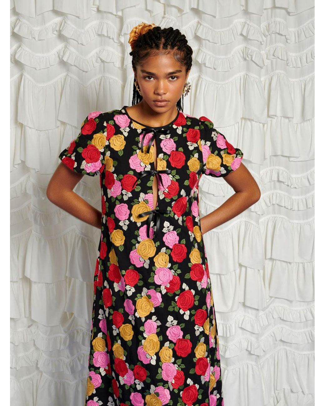 Sister Jane White Dream In Bloom Embroidery Midi Dress