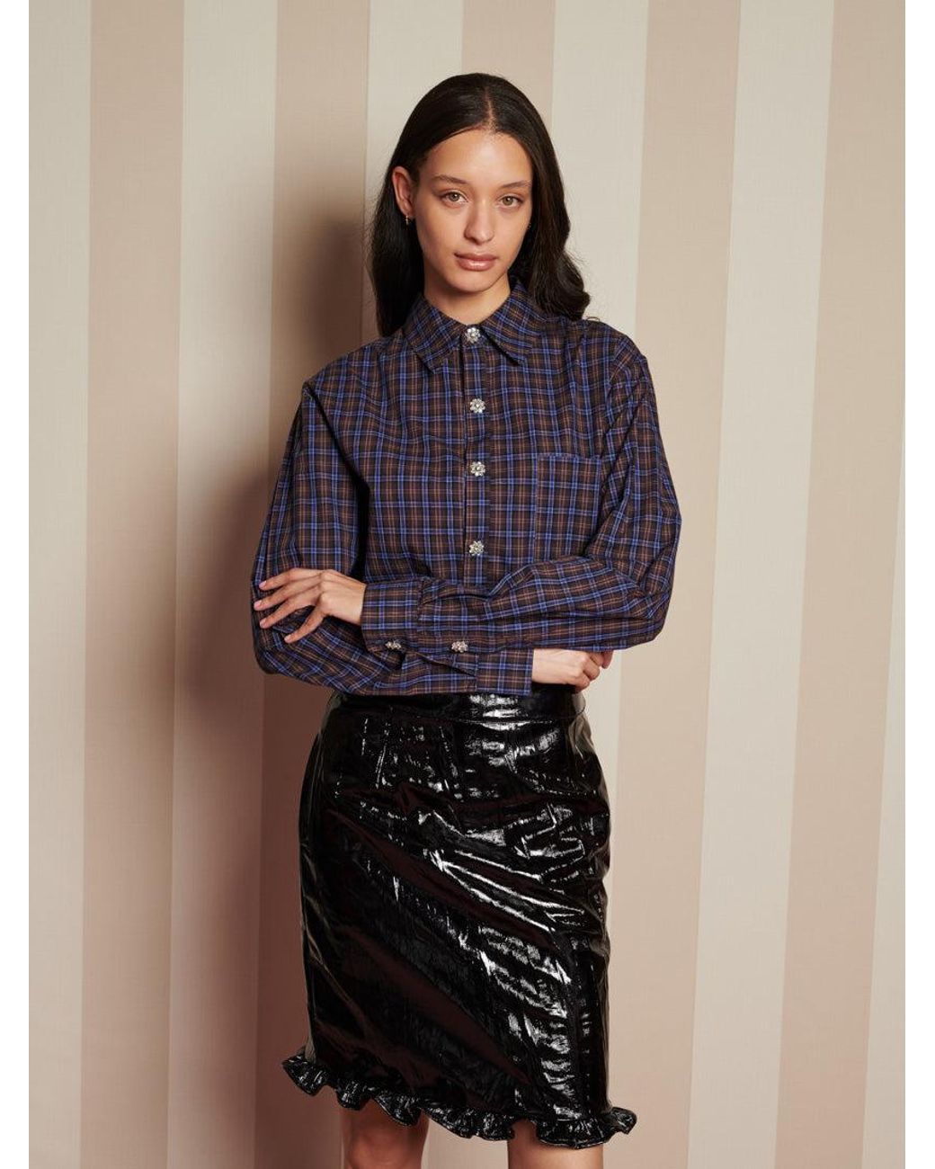 Sister Jane Blue Aubrey Check Shirt