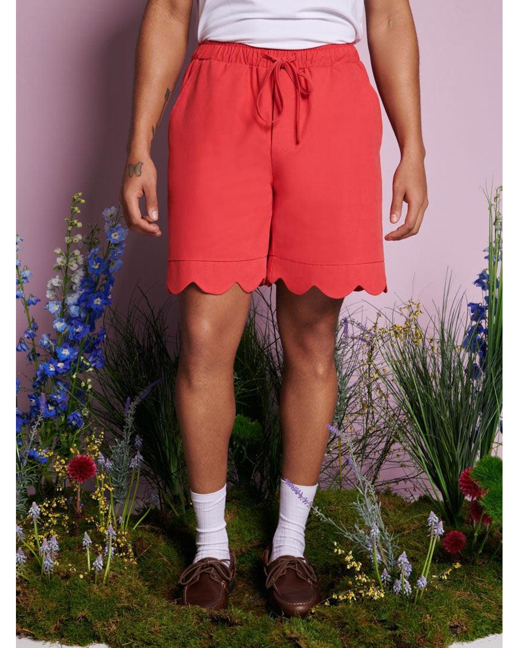 Sister Jane Red Chirp Scallop Shorts