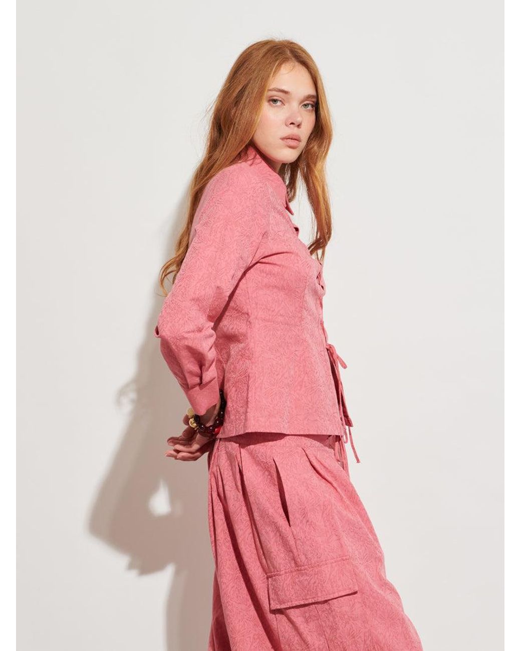 Sister Jane Pink Ghospell Mayra Tie Front Shirt