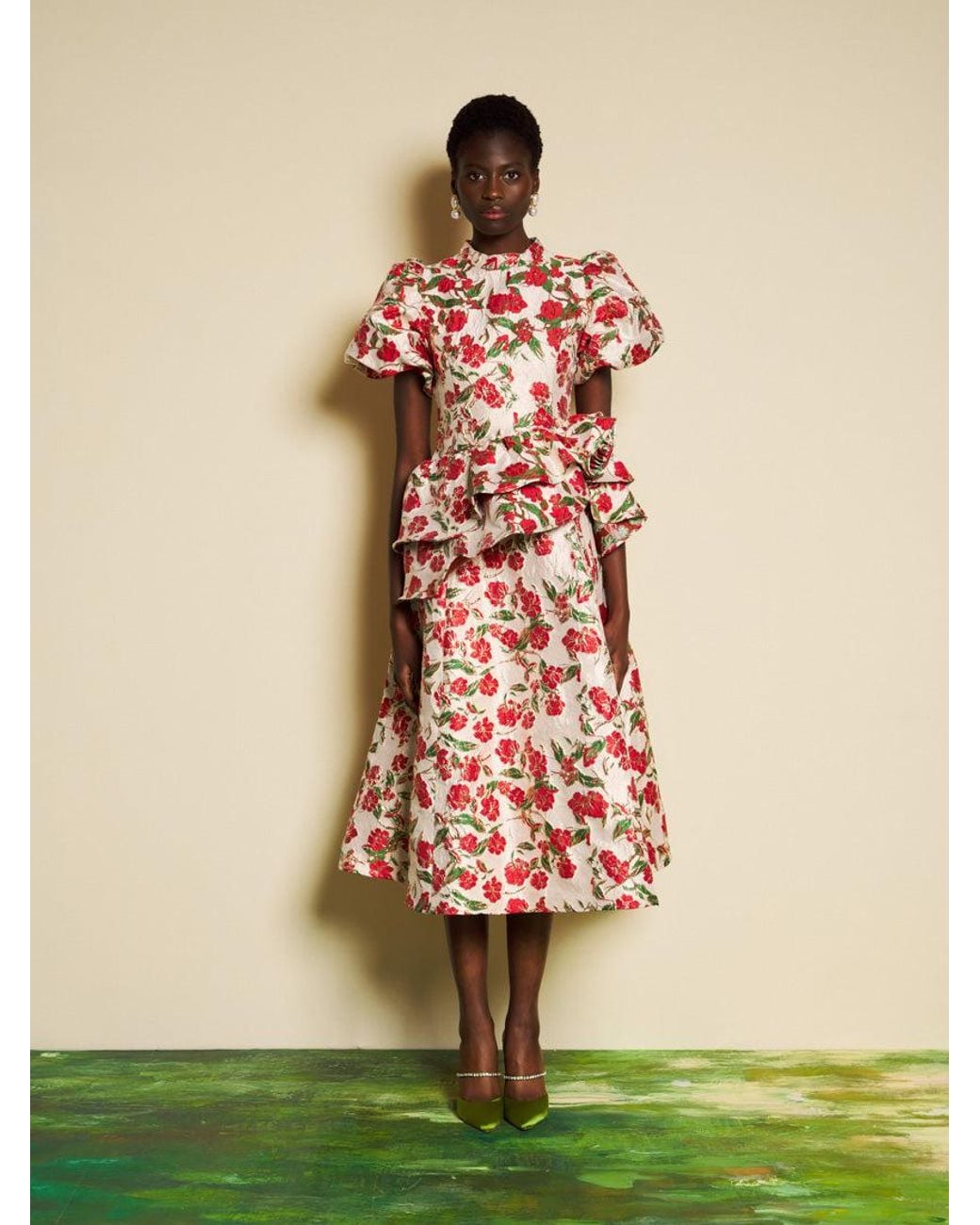 Sister Jane Dream Giverny Jacquard Midi Dress in Natural | Lyst