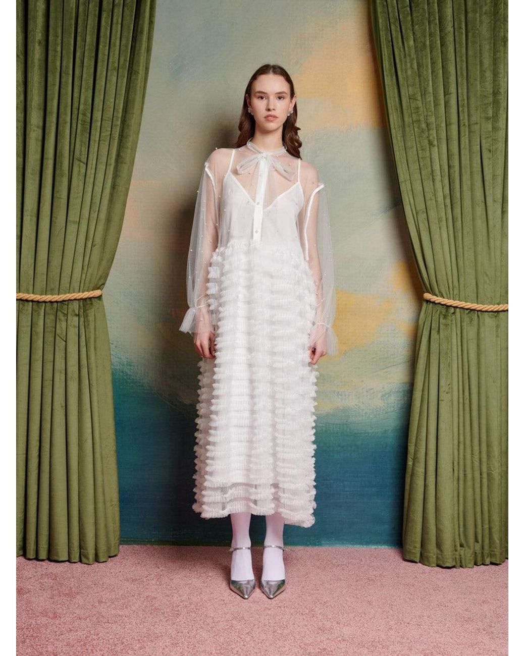 【sister jane】Pearl Lace Midi Dress パール チュール ワンピ Sister Jane Lakeside Pearl Lace Maxi Dress in Green | Lyst