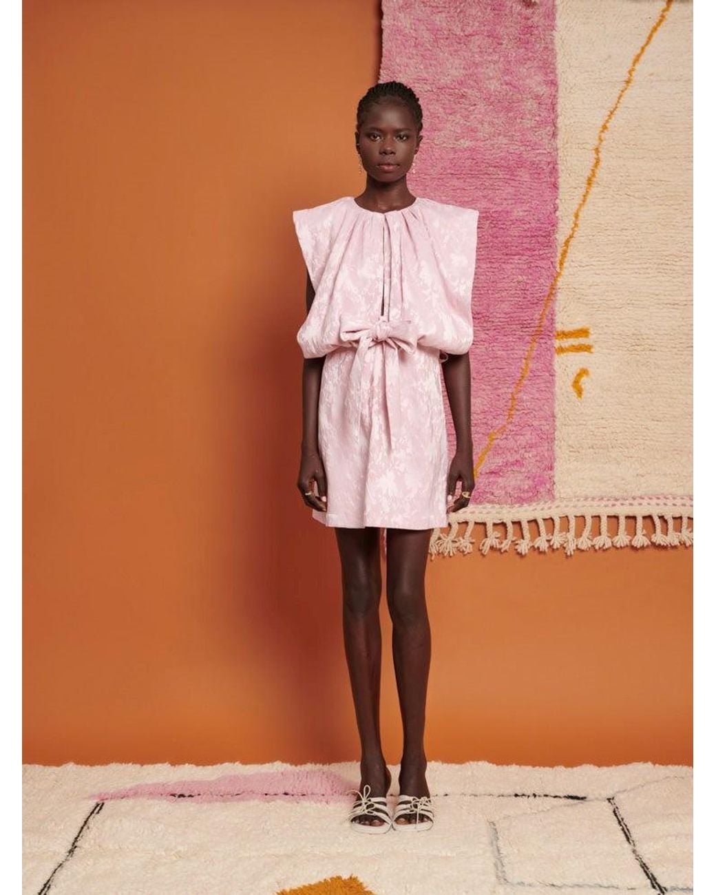 Sister Jane Pink Ghospell Mariam Jacquard Mini Dress