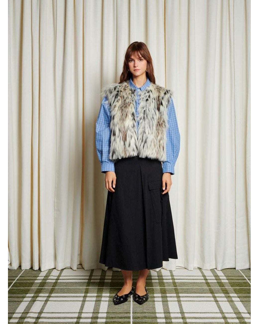 Sister Jane Blue Ghospell Fia Pleated Midi Skirt