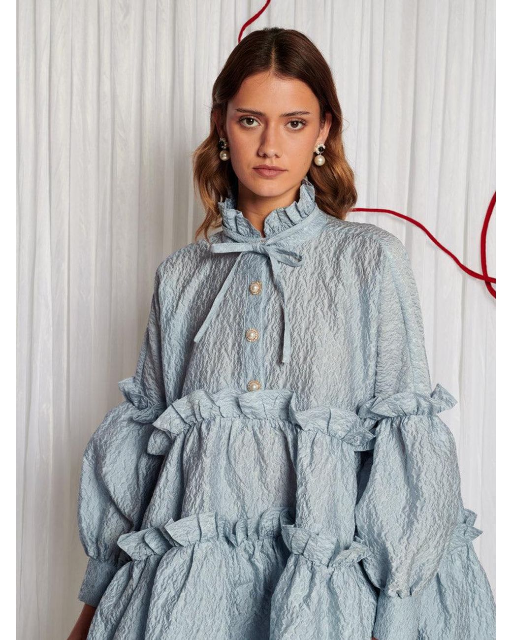 新作 英国発 Sister Jane 限定 DREAM Starling Jacquard Dress Sister Jane Dream Starling Jacquard Midi Dress in Blue | Lyst