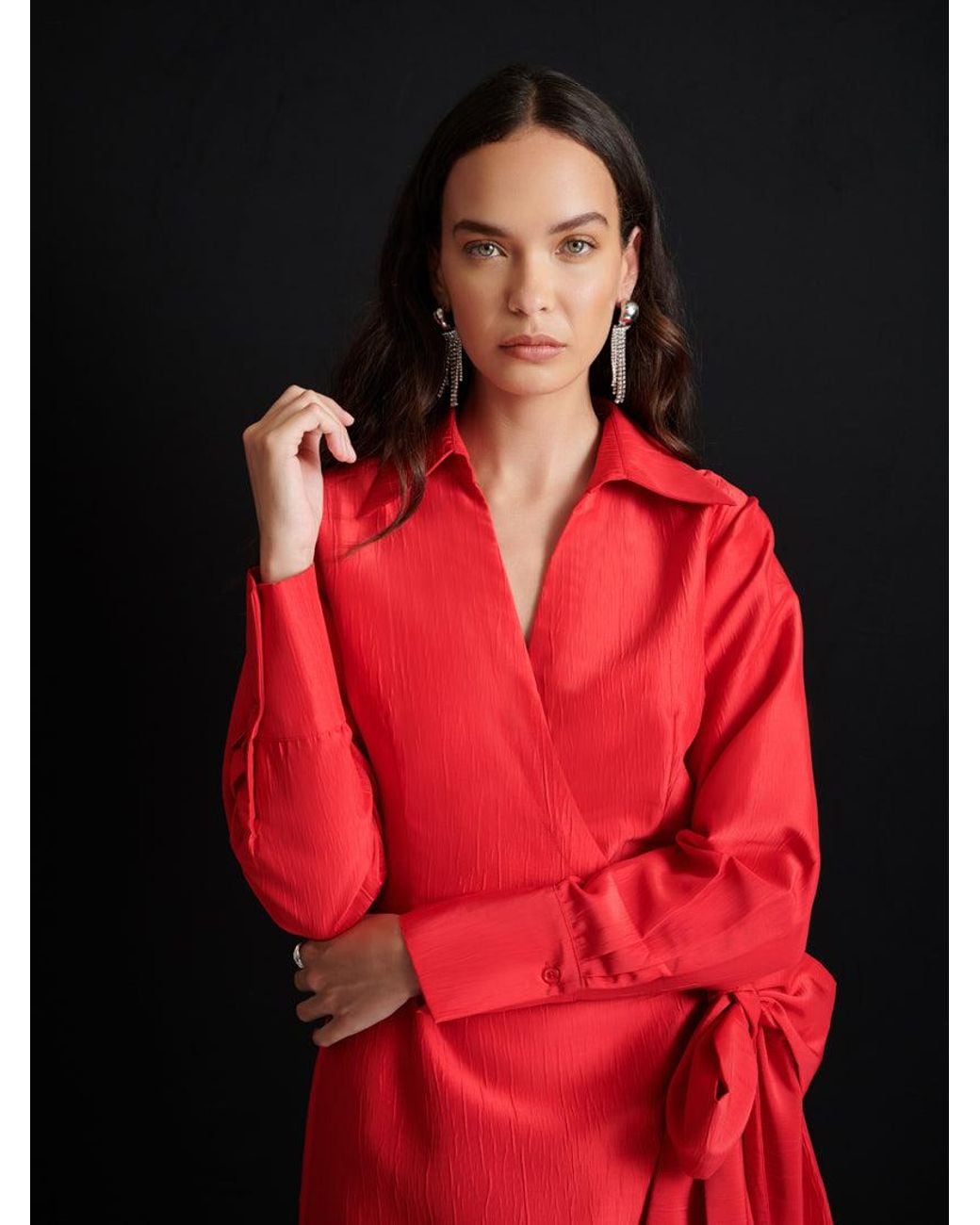 Sister Jane Red Ghospell Otillie Taffeta Mini Dress