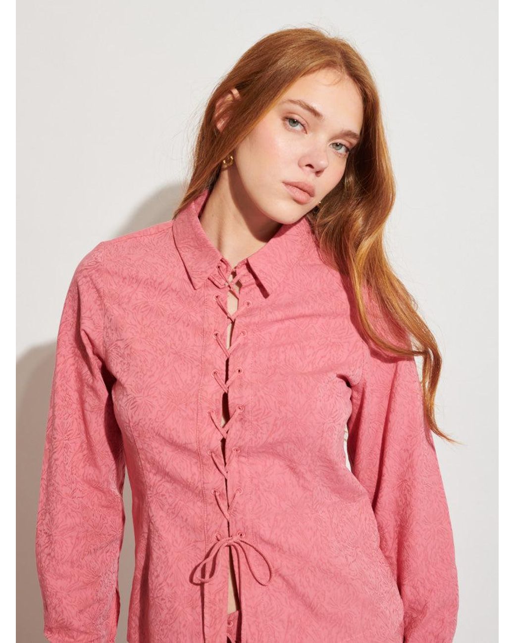 Sister Jane Pink Ghospell Mayra Tie Front Shirt