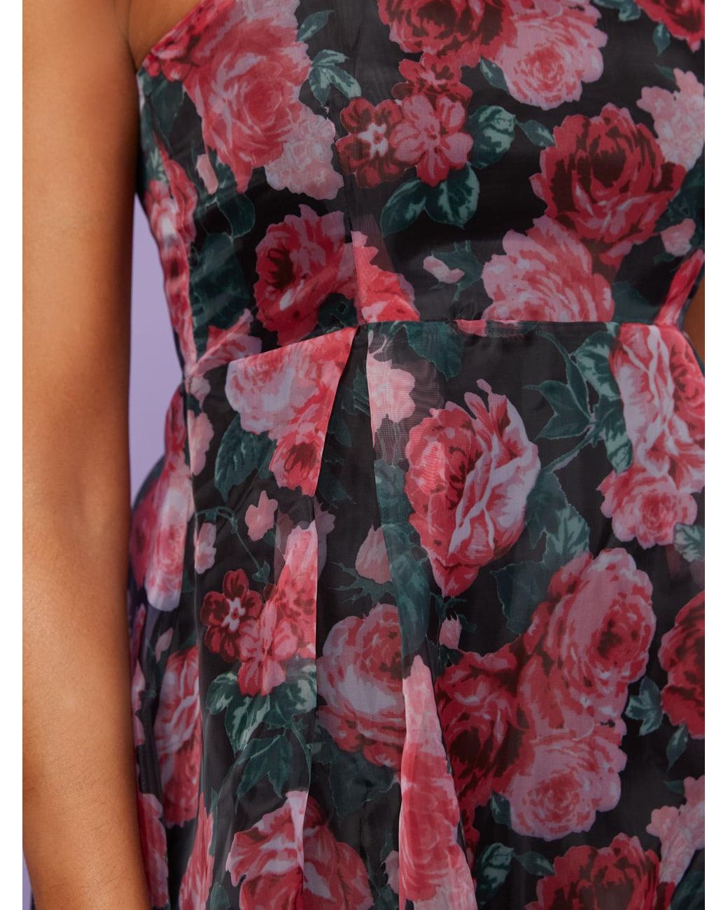 open lace back dress Theia Fahreta Strapless Gown in Printed Wisteria – Leigh's of Breton Village main image 1