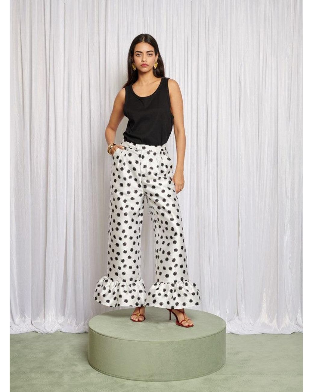 Sister Jane White Spot Wide Leg Trousers