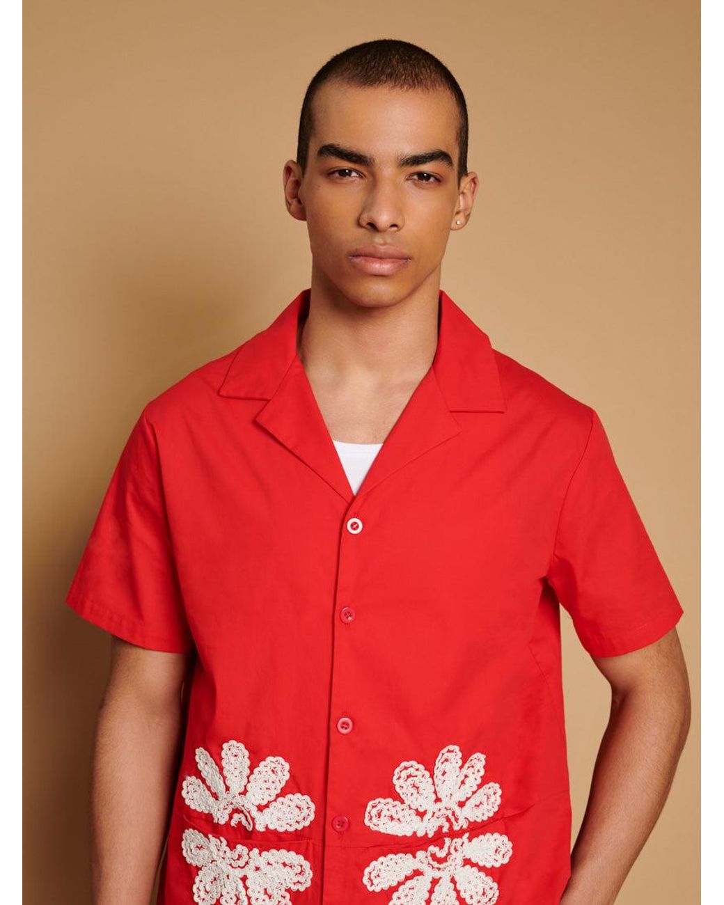 Sister Jane Red Rosario Trimmed Pockets Shirt