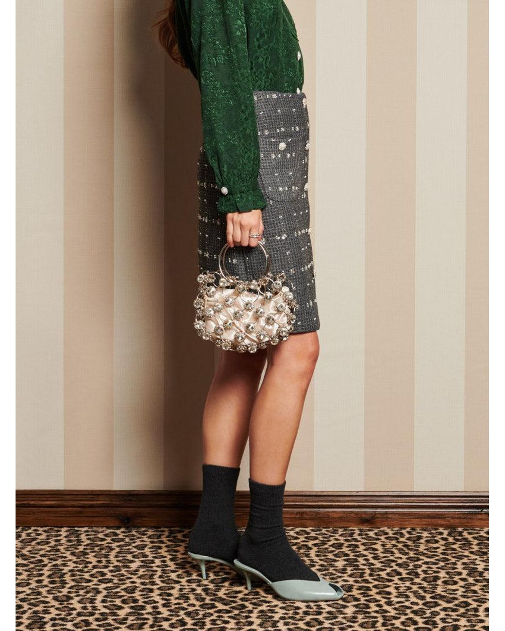 Sister Jane Green Dream Parlour Tweed Midi Skirt