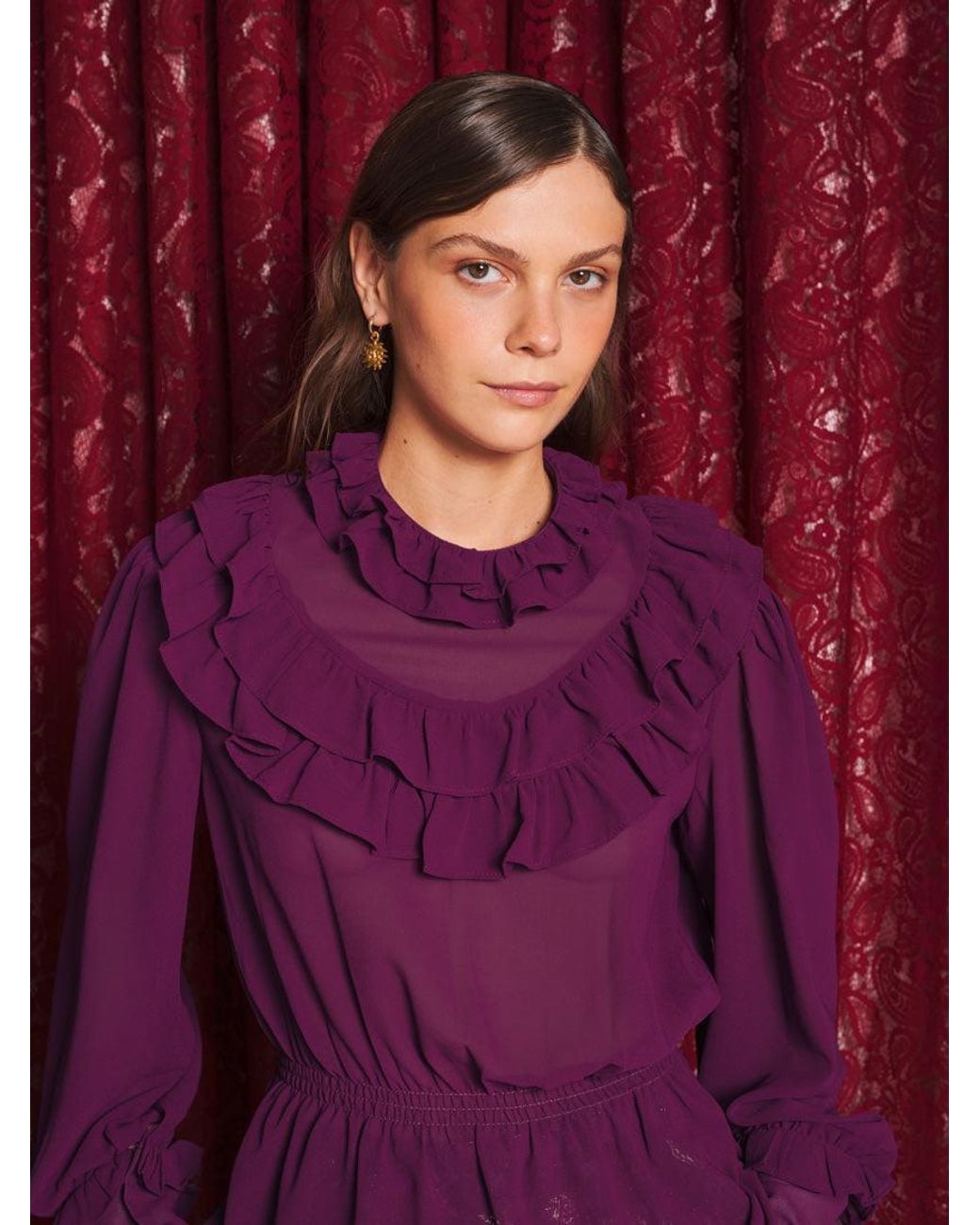 Sister Jane Purple Velora Ruffle Top