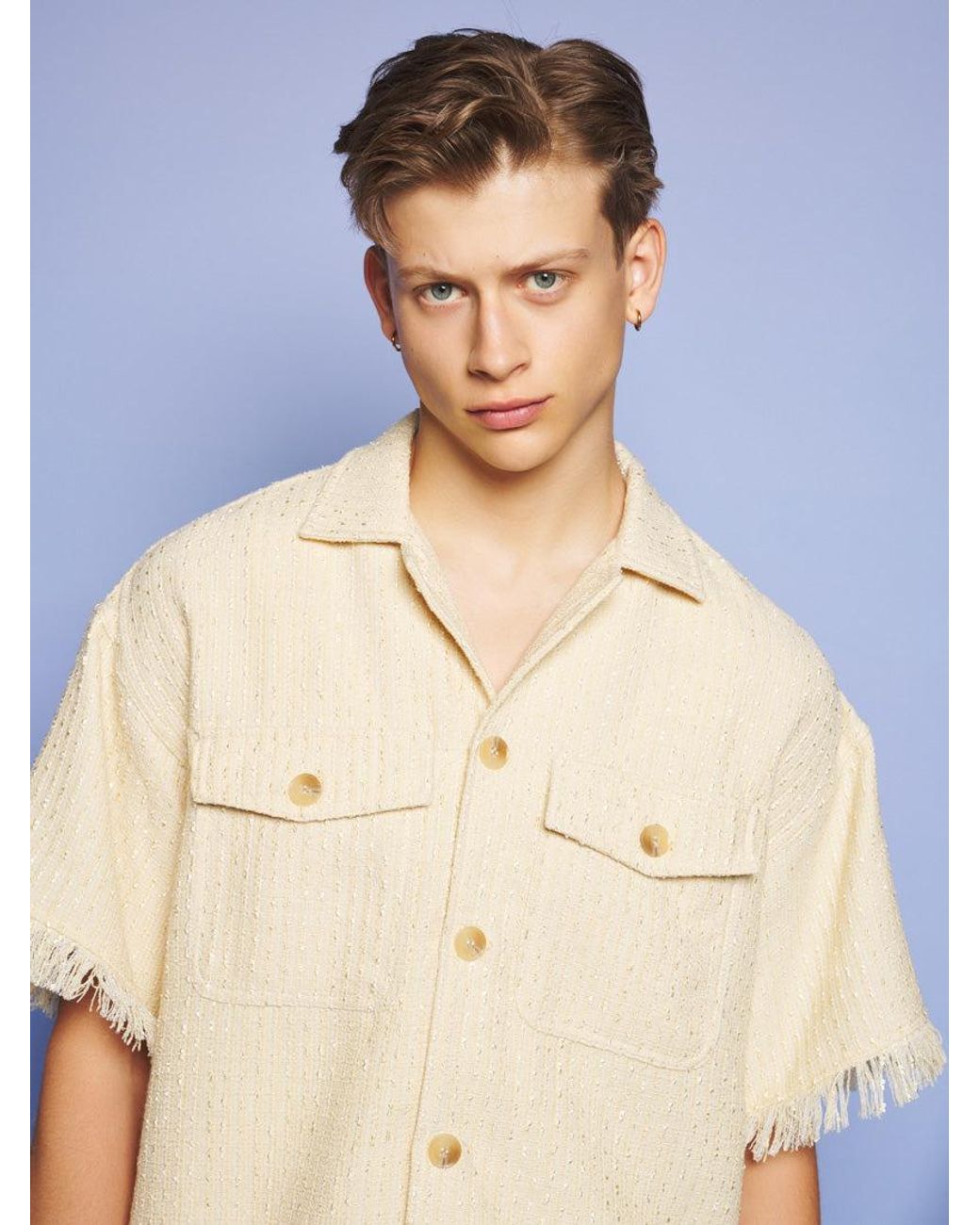 Sister Jane Blue Mountain Tweed Revere Collar Shirt