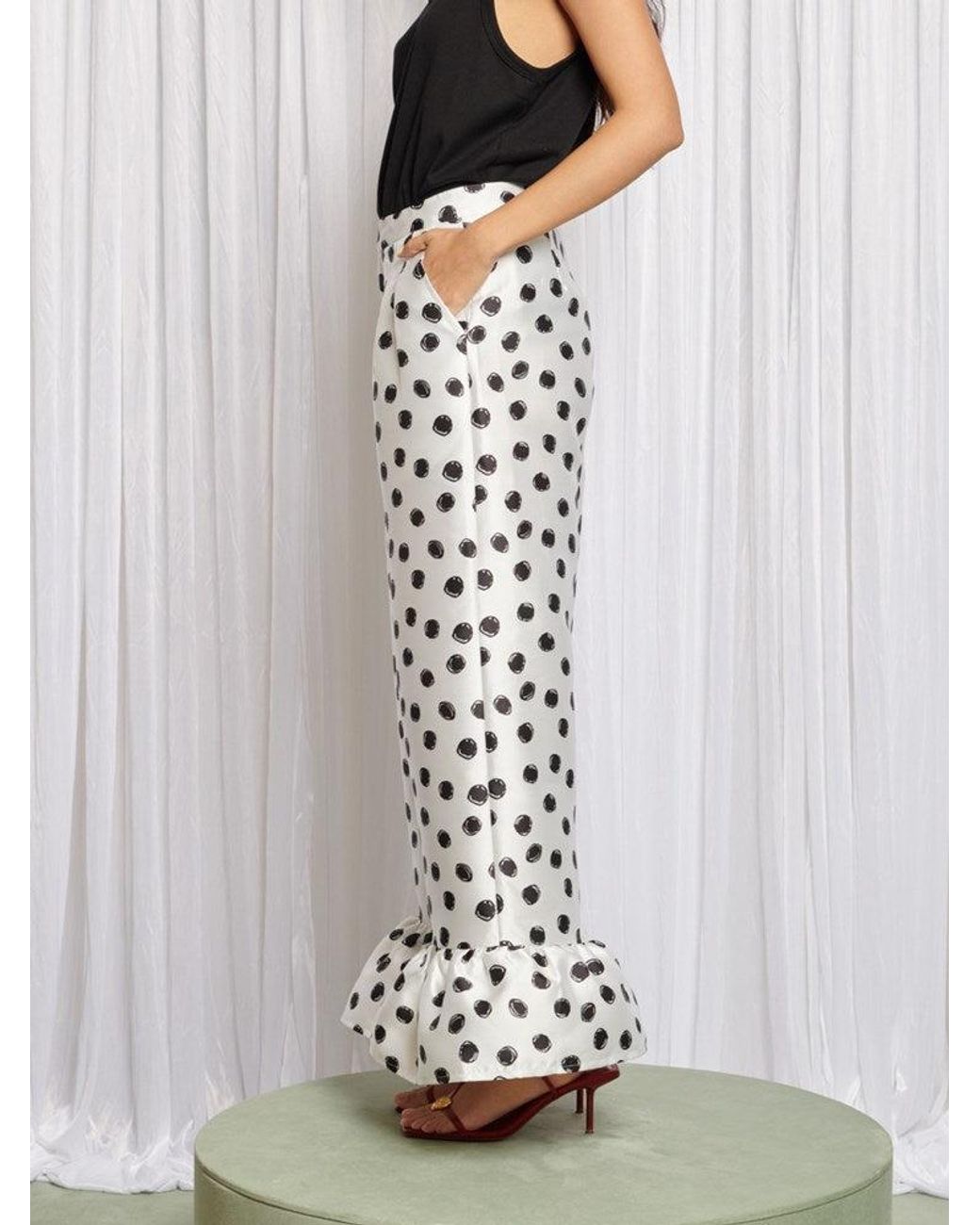 Sister Jane White Spot Wide Leg Trousers