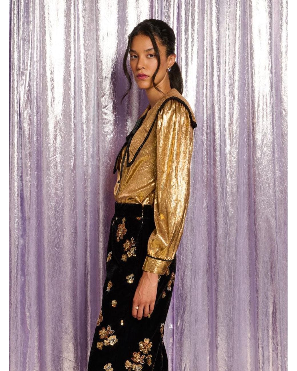 Sister Jane Purple Rendez-vous Lame Blouse