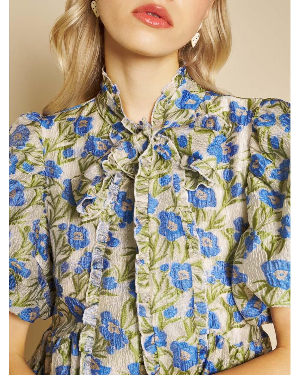 Sister Jane Blue Iris Jacquard Midi Dress