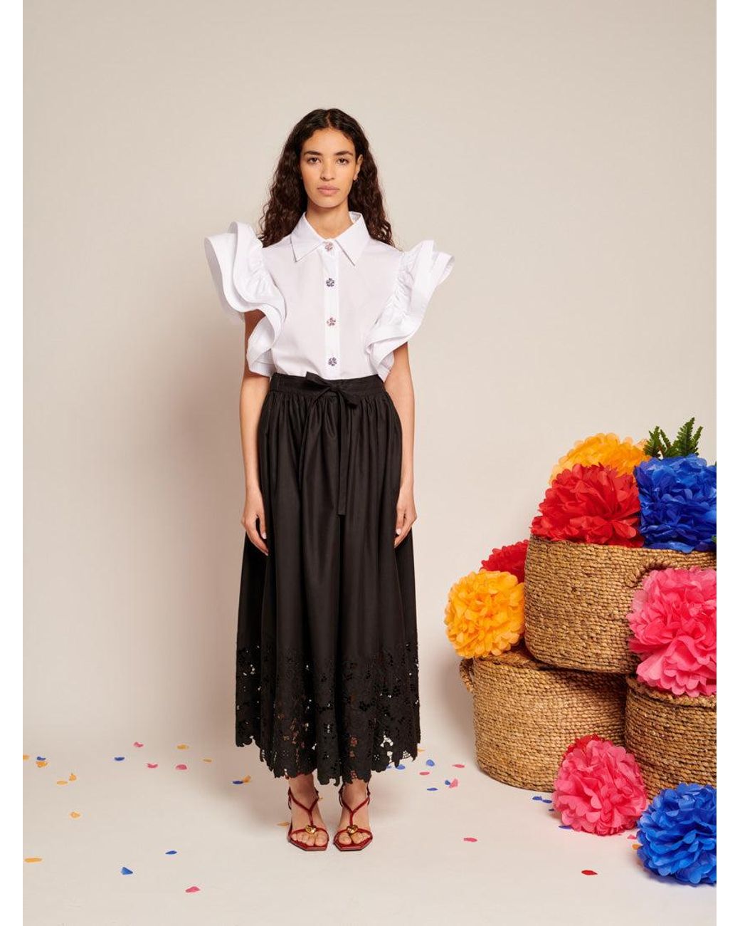 Sister Jane Black La Fiesta Embroidered Maxi Skirt