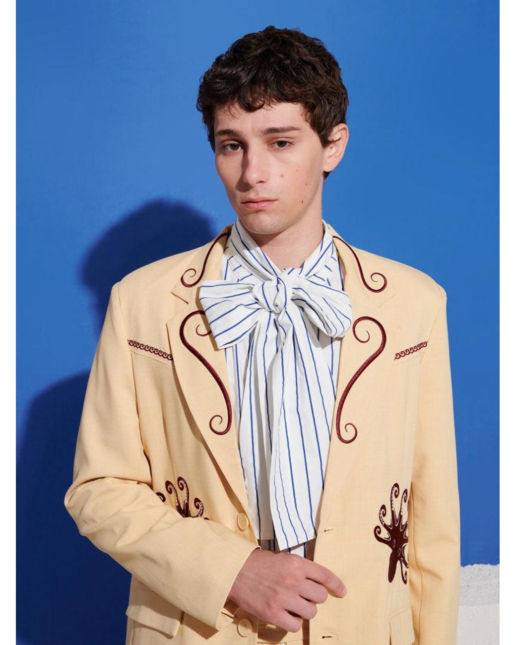 Sister Jane Blue Helios Embroidered Single Breasted Blazer