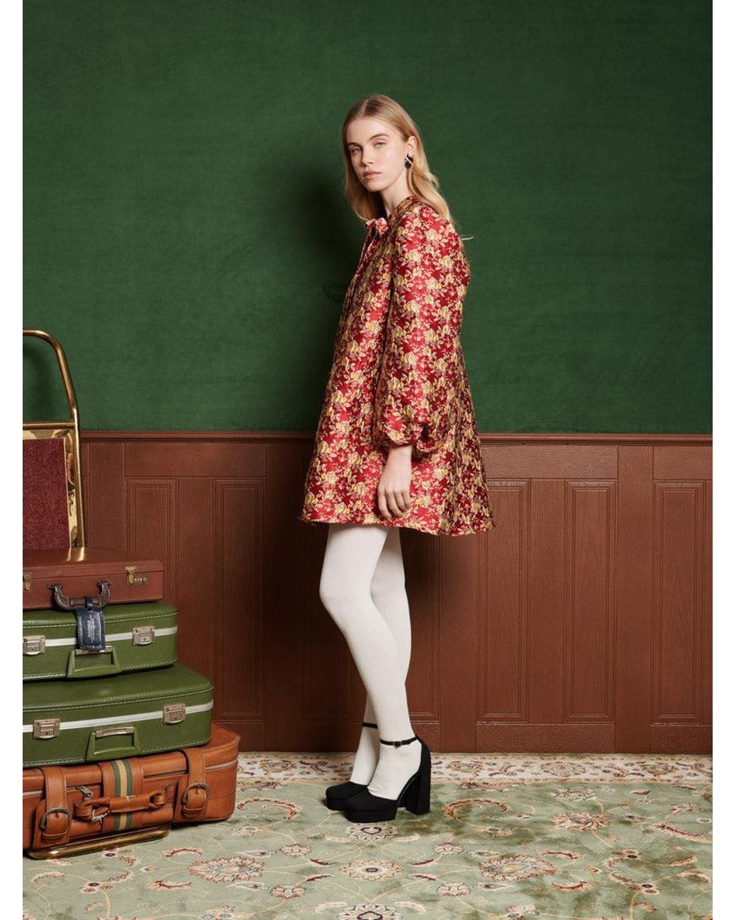 Sister Jane Red Odyssey Jacquard Mini Dress