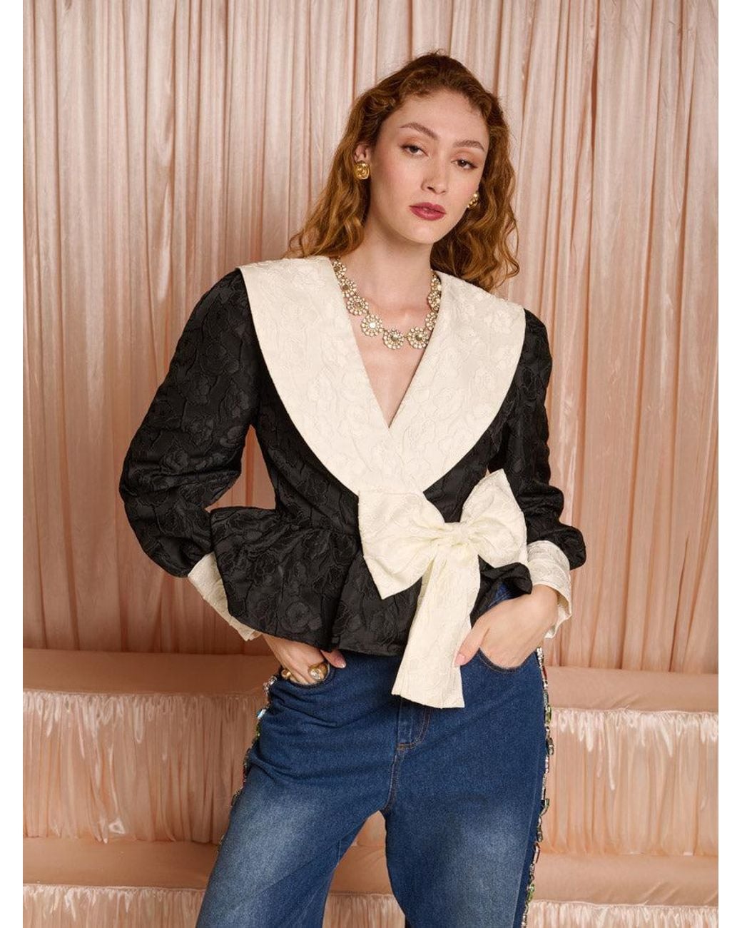 Sister Jane Blue Dream Marble Jacquard Wrap Top