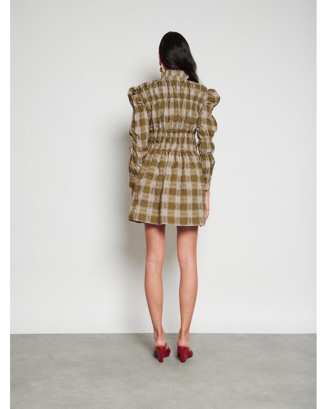 Sister Jane Green Ghospell Fern Check Ruched Mini Dress