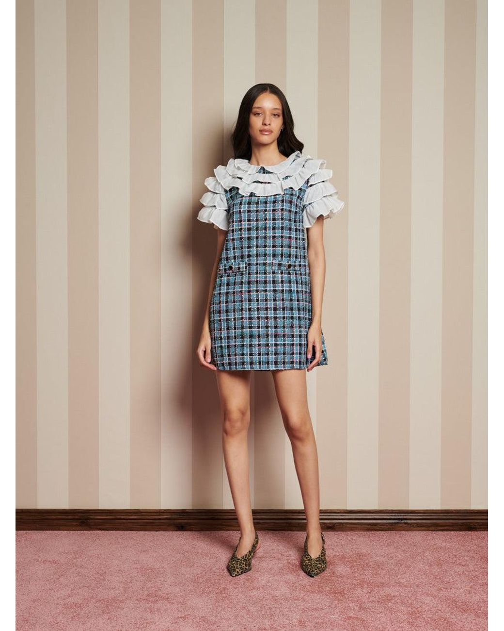 Sister Jane Blue Chamber Tweed Check Mini Dress