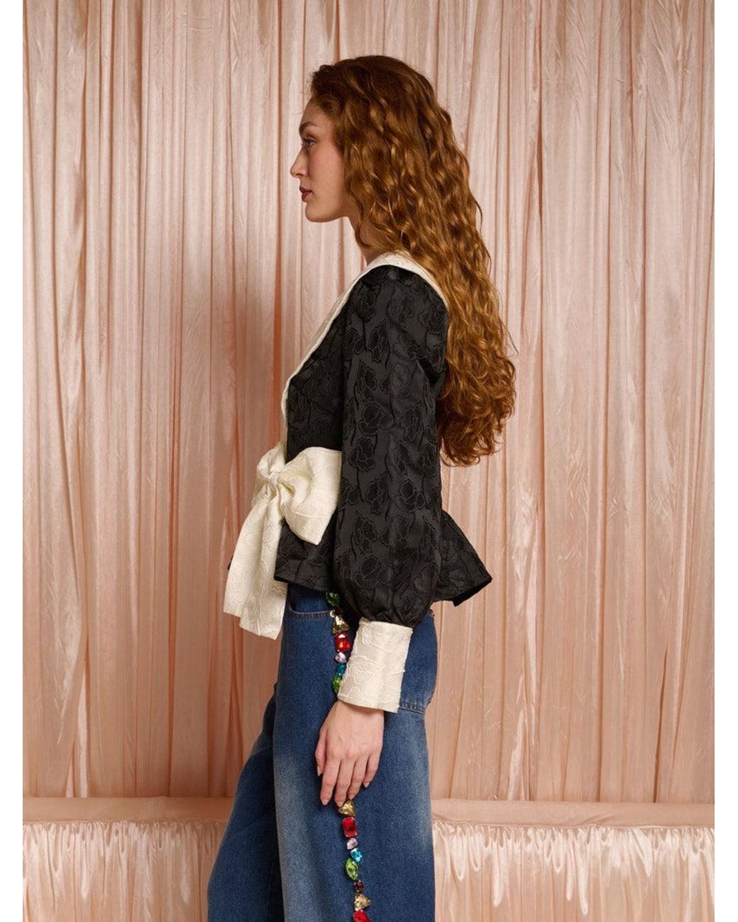 Sister Jane Blue Dream Marble Jacquard Wrap Top