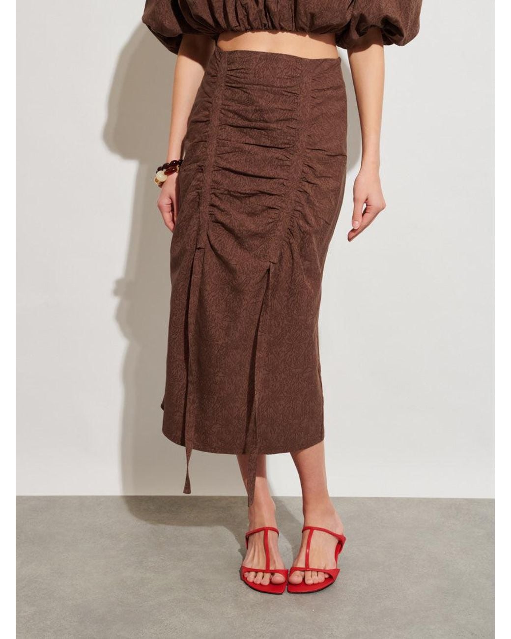 Sister Jane Brown Ghospell Tania Ruched Midi Skirt