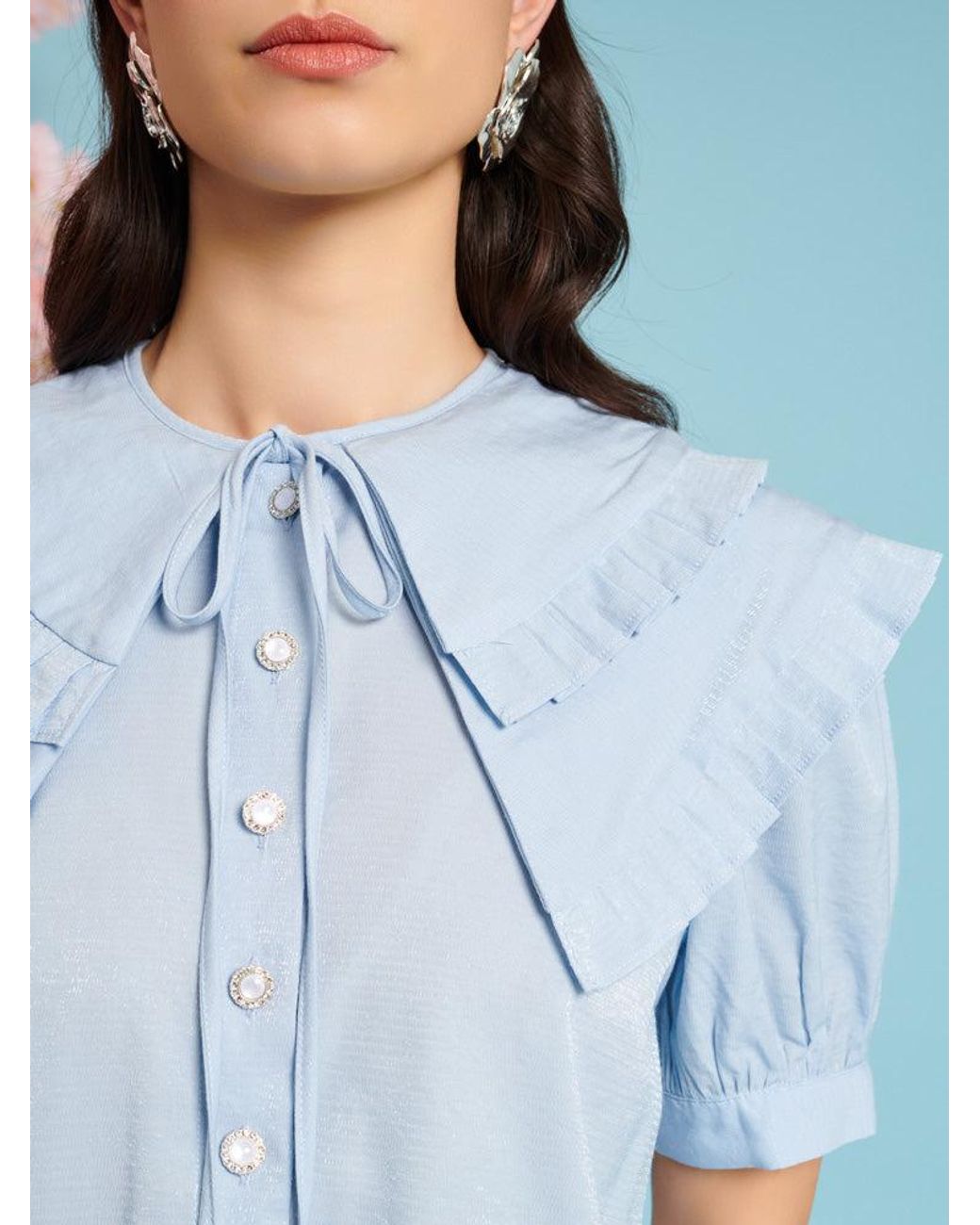 Sister Jane Blue Flutter Pleat Blouse