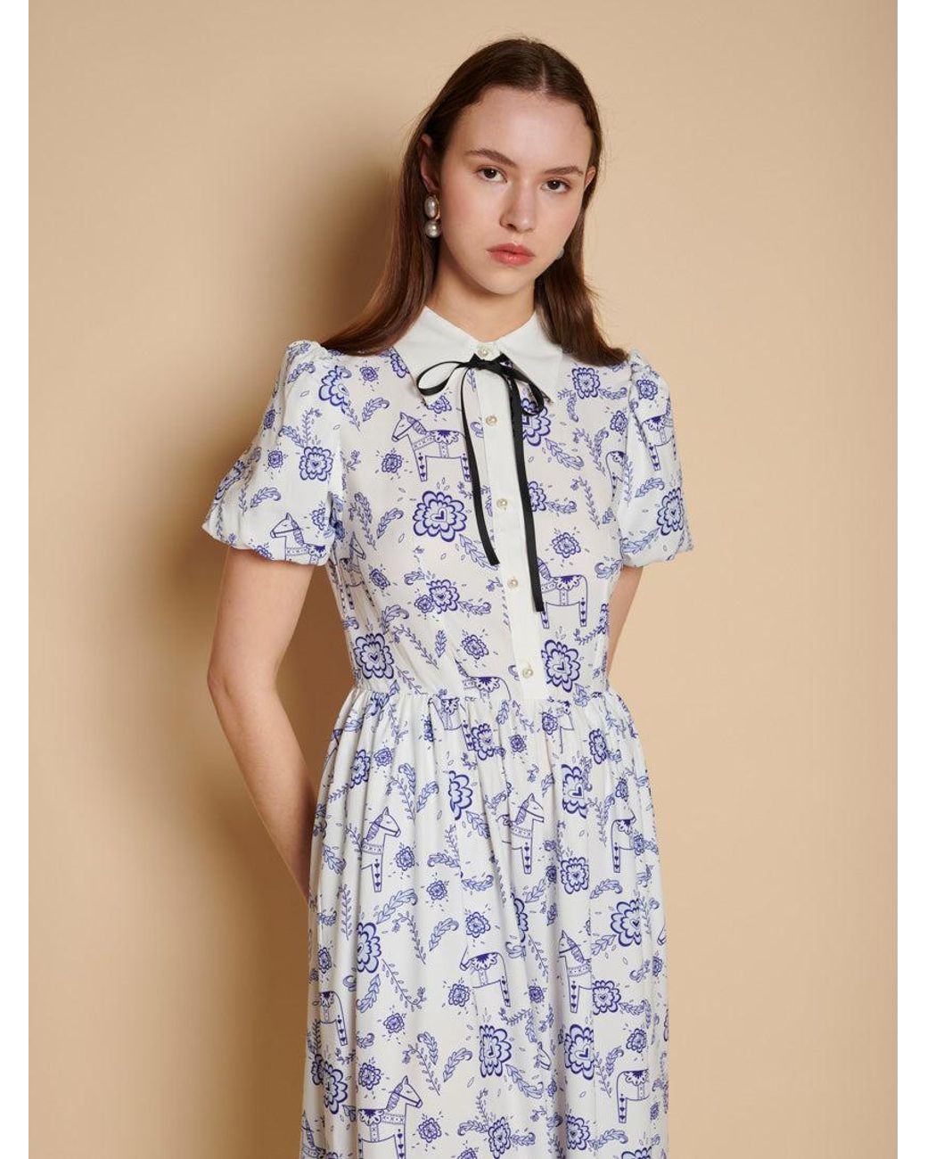 Sister Jane Natural Dala Print Midi Dress
