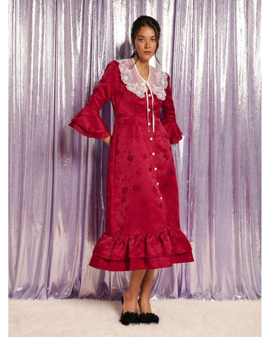 Sister Jane Pink Denver Jacquard Midi Dress