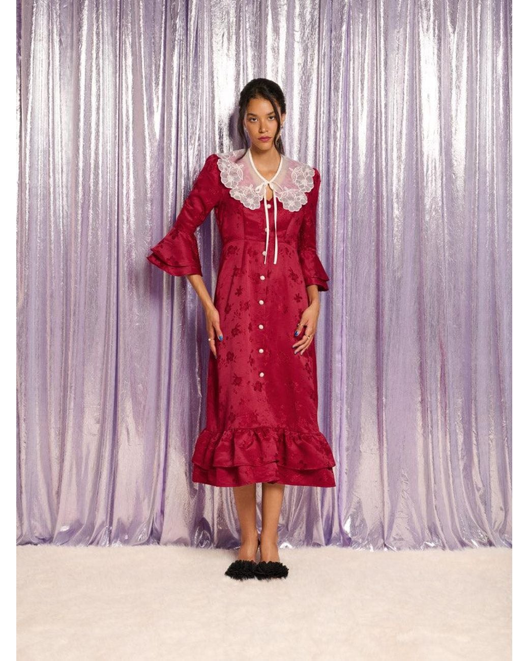 Sister Jane Pink Denver Jacquard Midi Dress