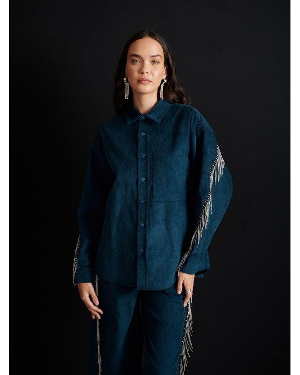 Sister Jane Blue Ghospell Carmen Cord Shirt