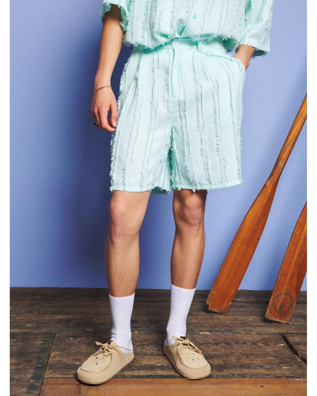 Sister Jane Blue Davy Frayed Bermuda Shorts