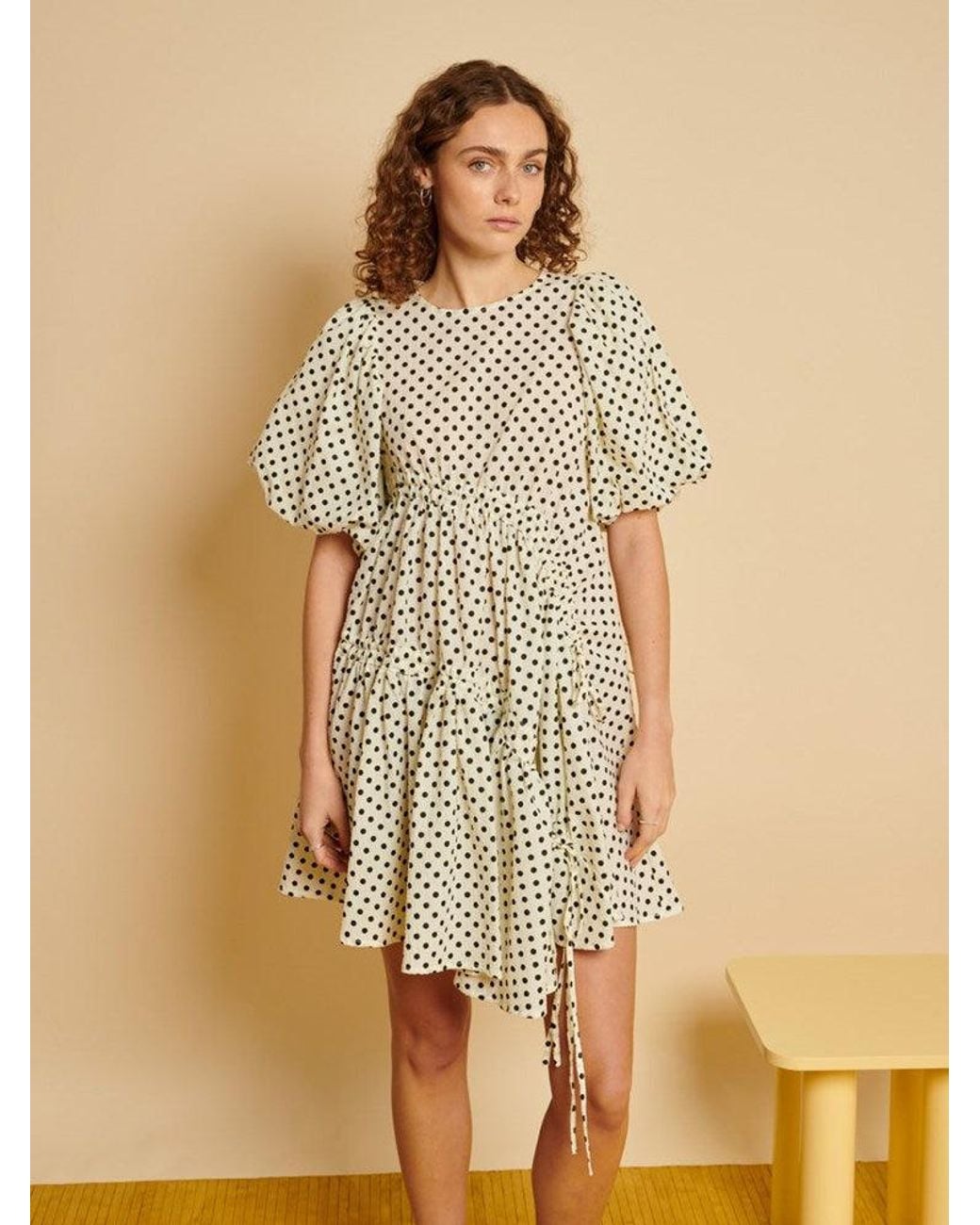 Sister Jane Ghospell Isa Ruched Mini Dress in Natural | Lyst