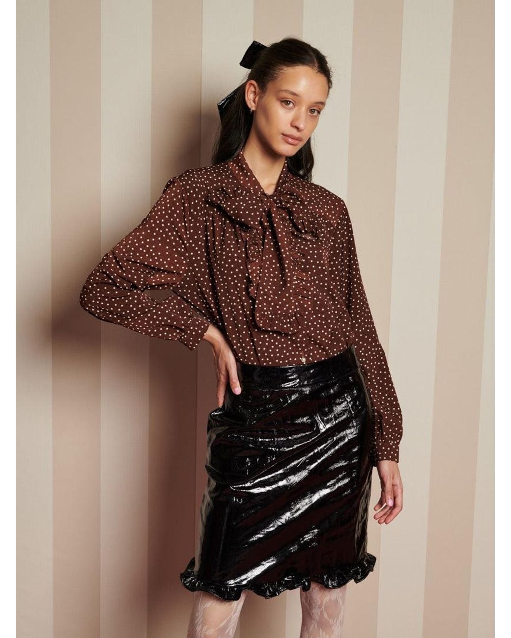Sister Jane Brown Knick Knack Ruffle Blouse