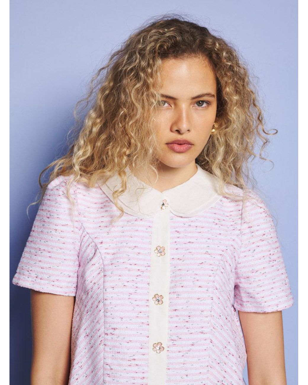 Sister Jane White Glisten Tweed Top