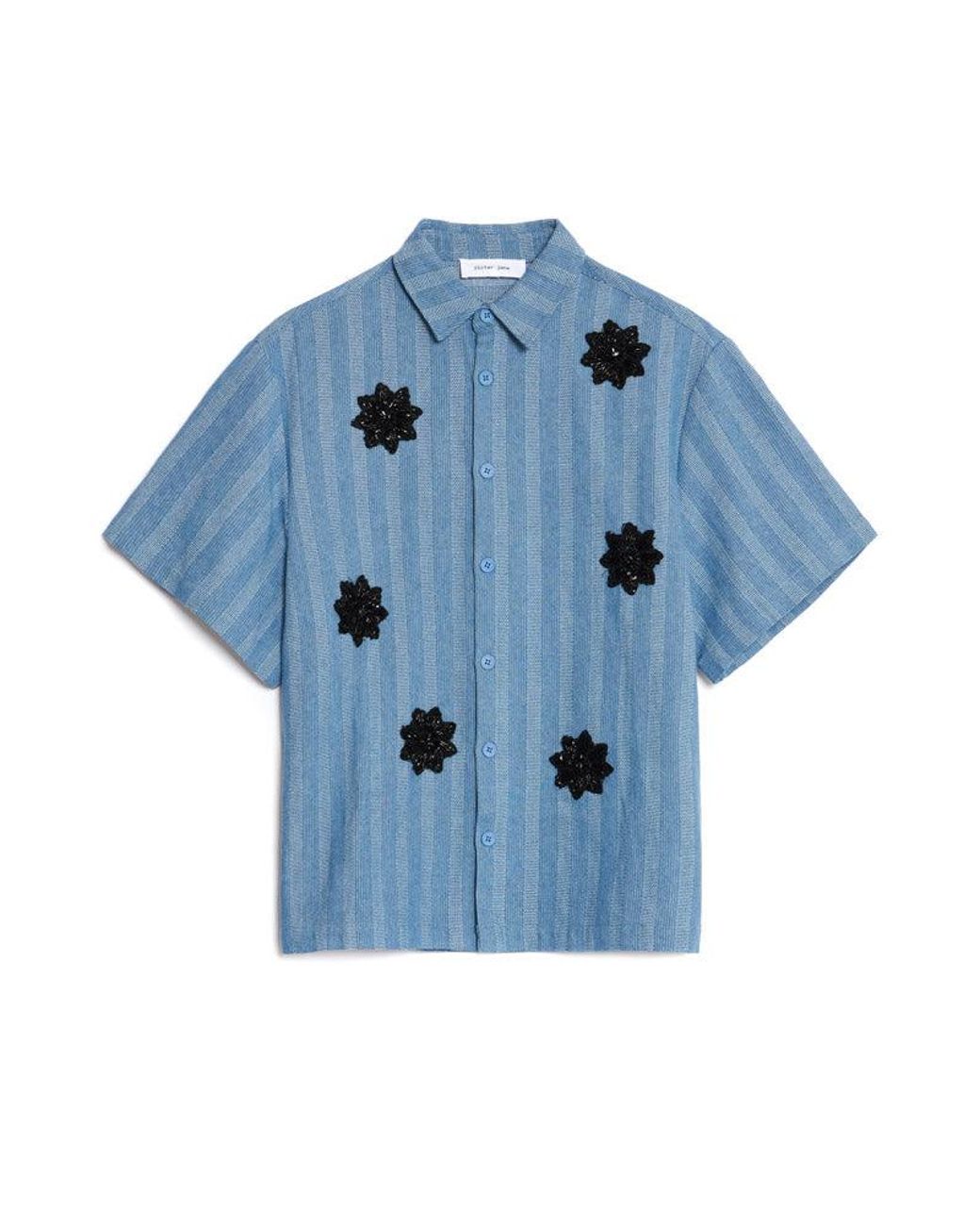 Sister Jane Blue Cameron Stripe Applique Shirt