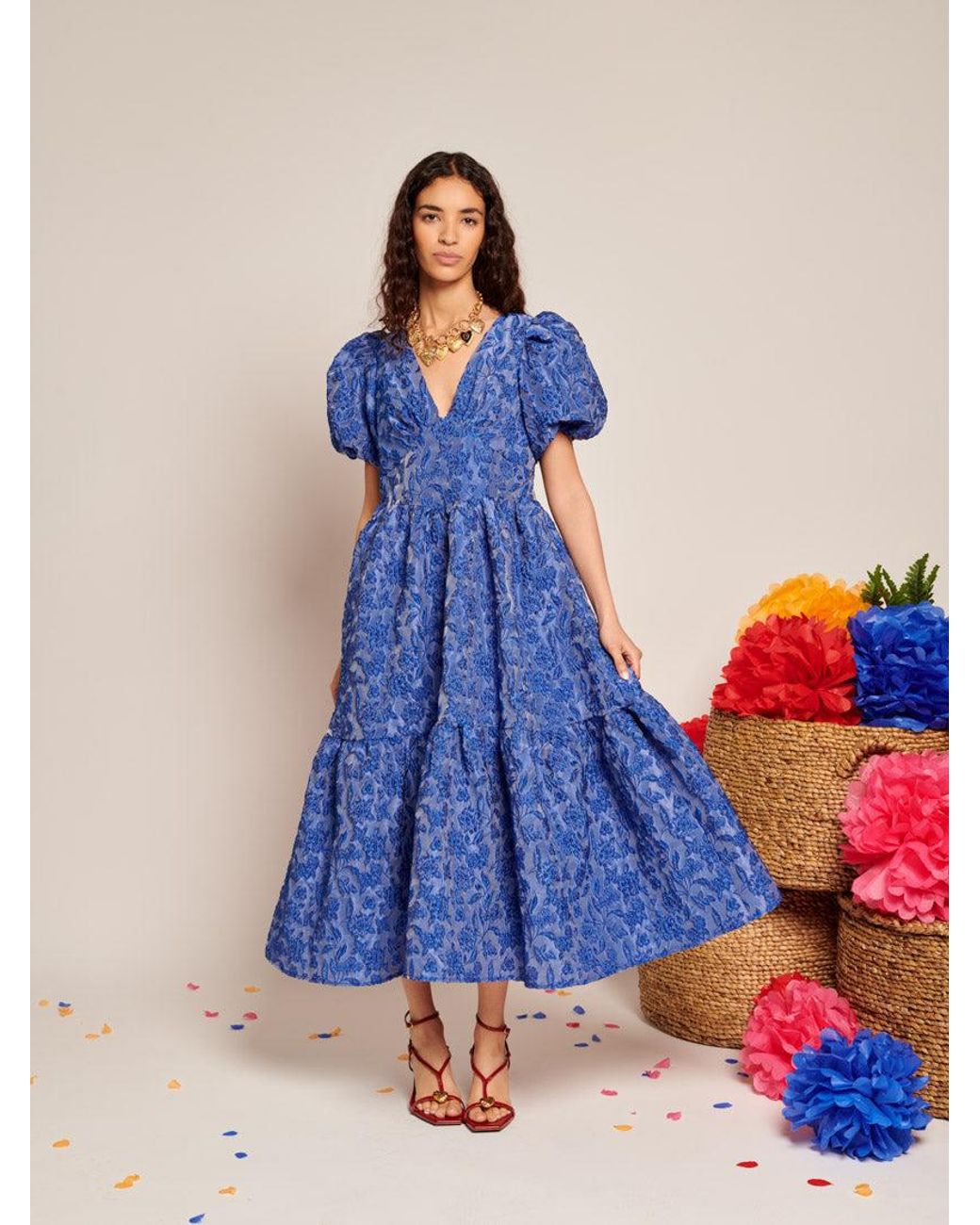 Sister Jane Luna Jacquard Midi Dress in Blue | Lyst
