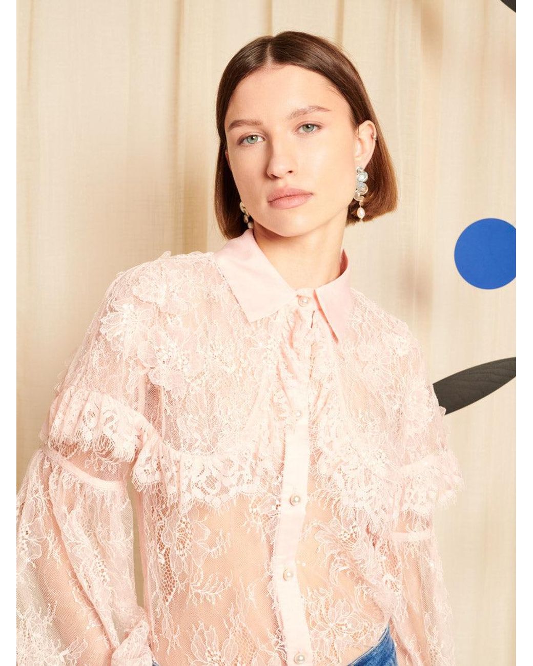 Sister Jane Blue Dream Rose Lace Collar Blouse