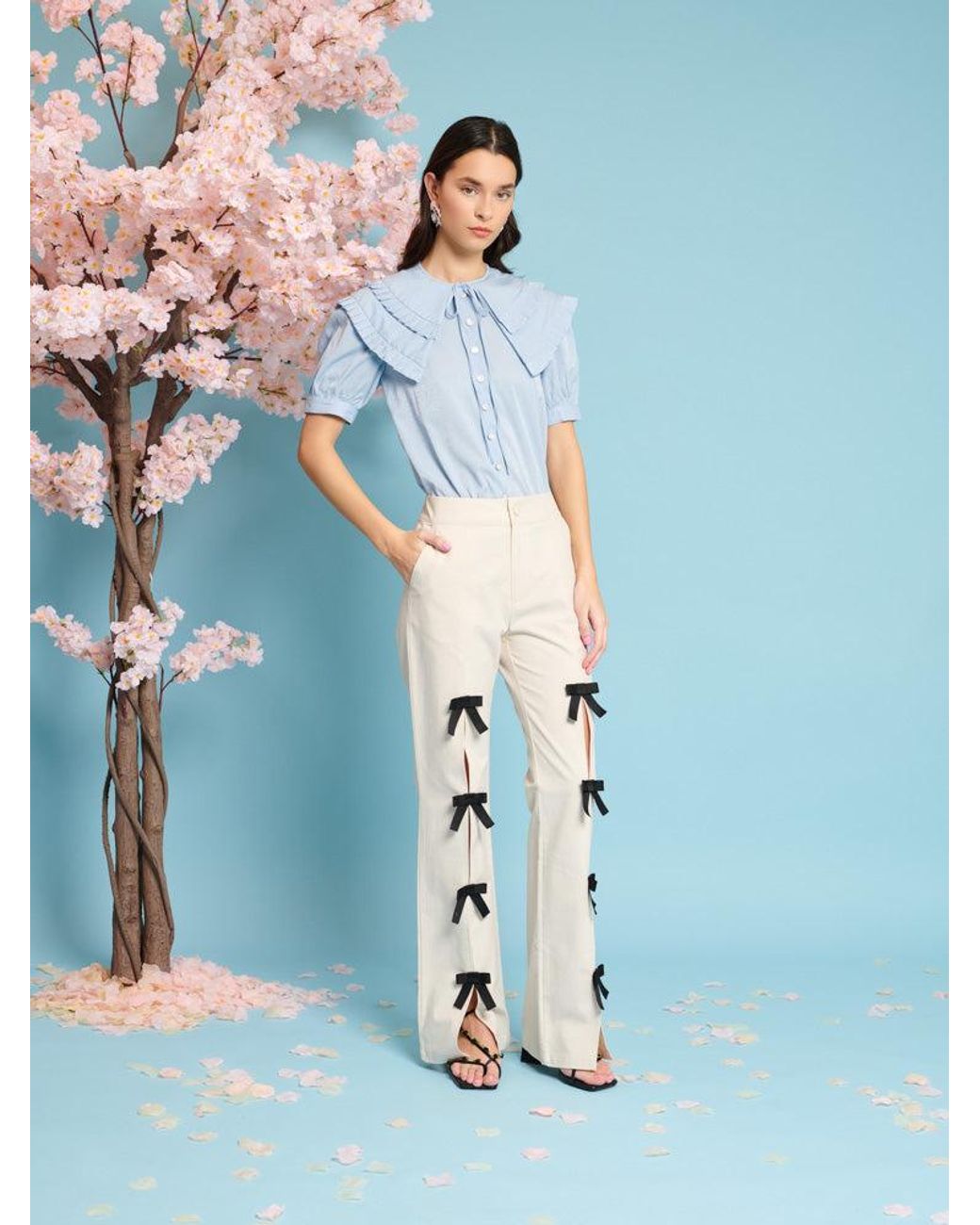 Sister Jane Blue Flutter Pleat Blouse
