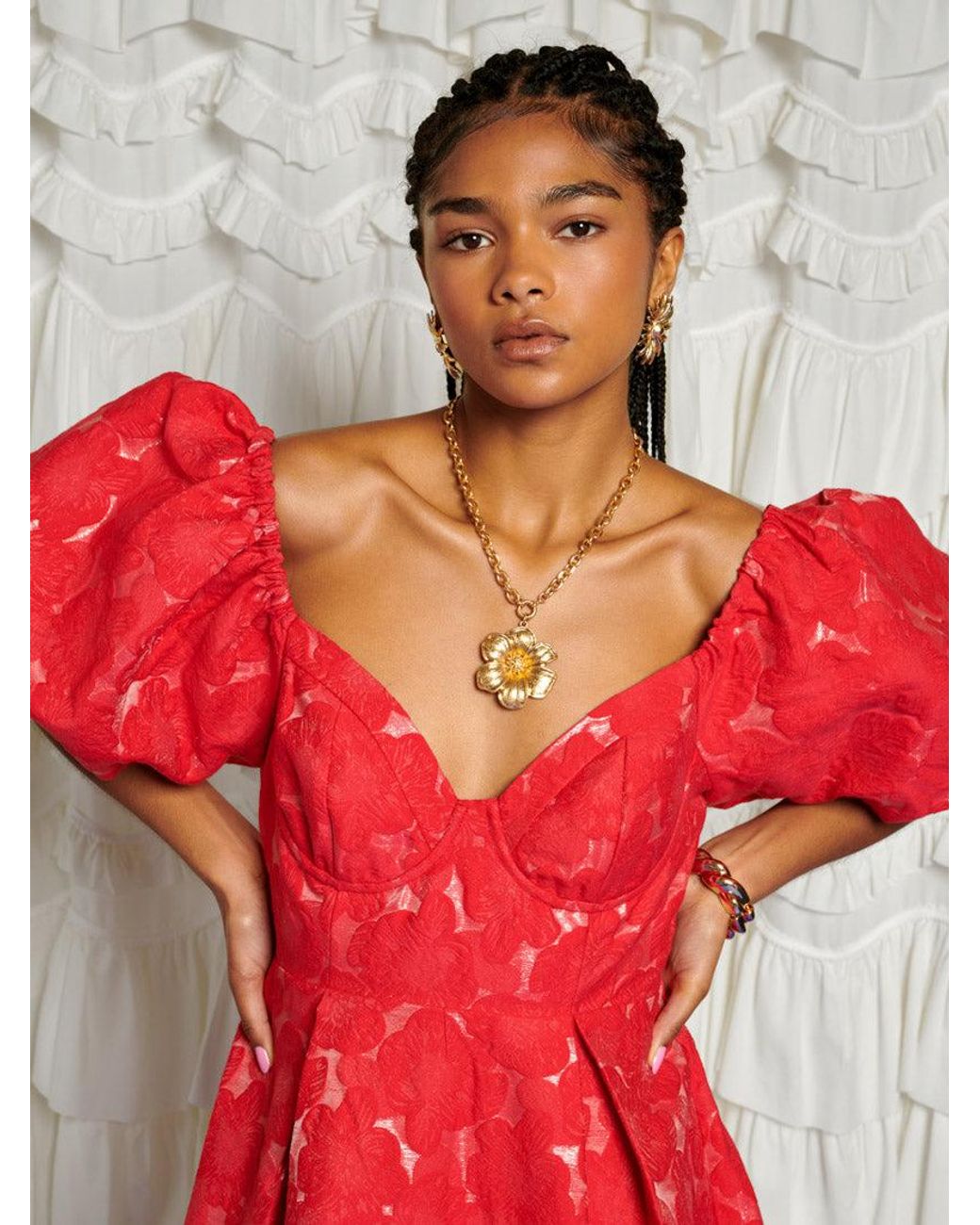 Sister Jane Dream Maria Jacquard Midi Dress in Red | Lyst