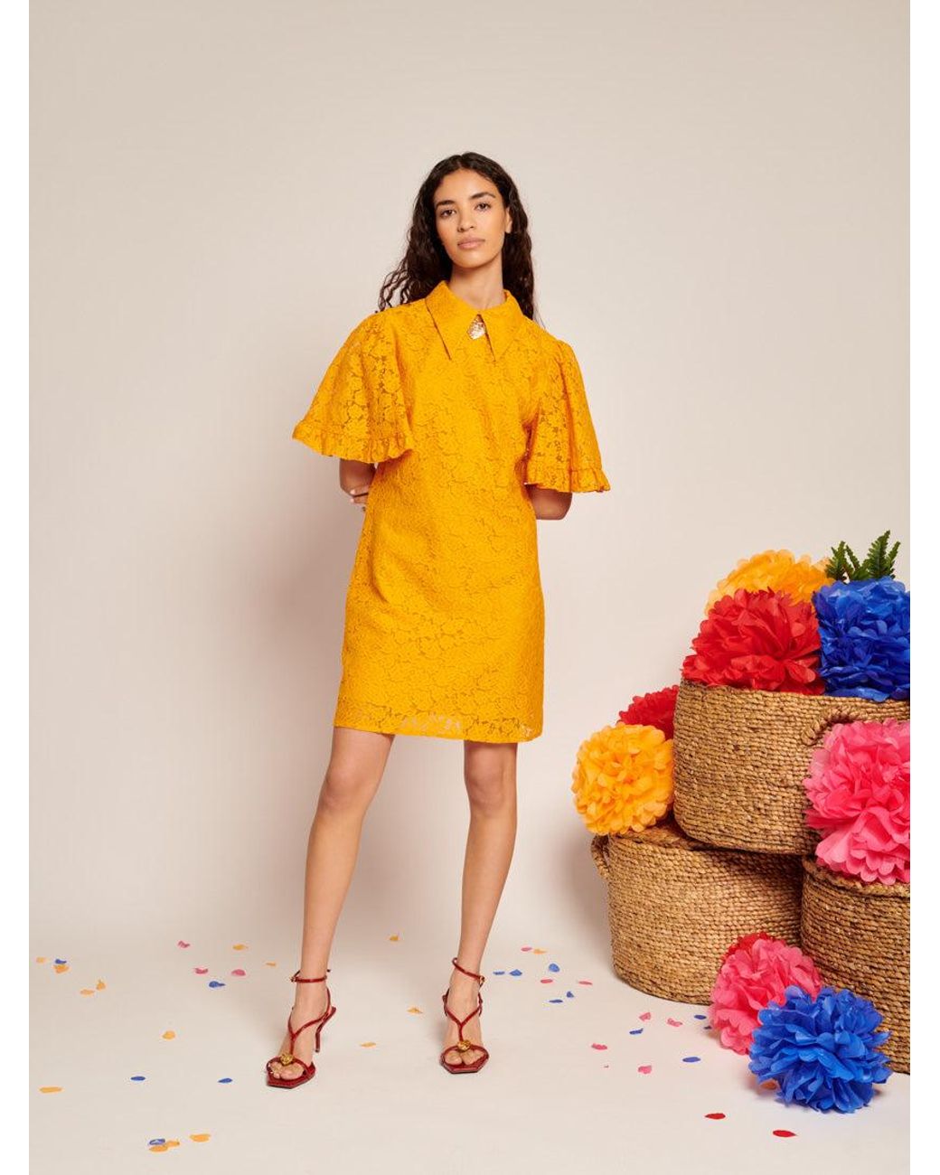 Sister Jane Orange Fuego Lace Mini Dress