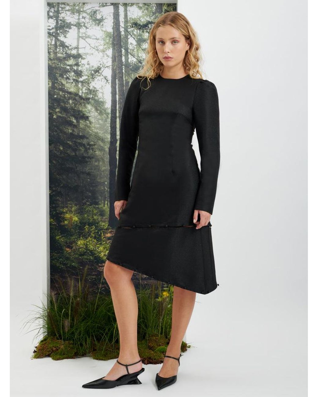 Sister Jane Black Ghospell Tabitha Button Up Midi Dress