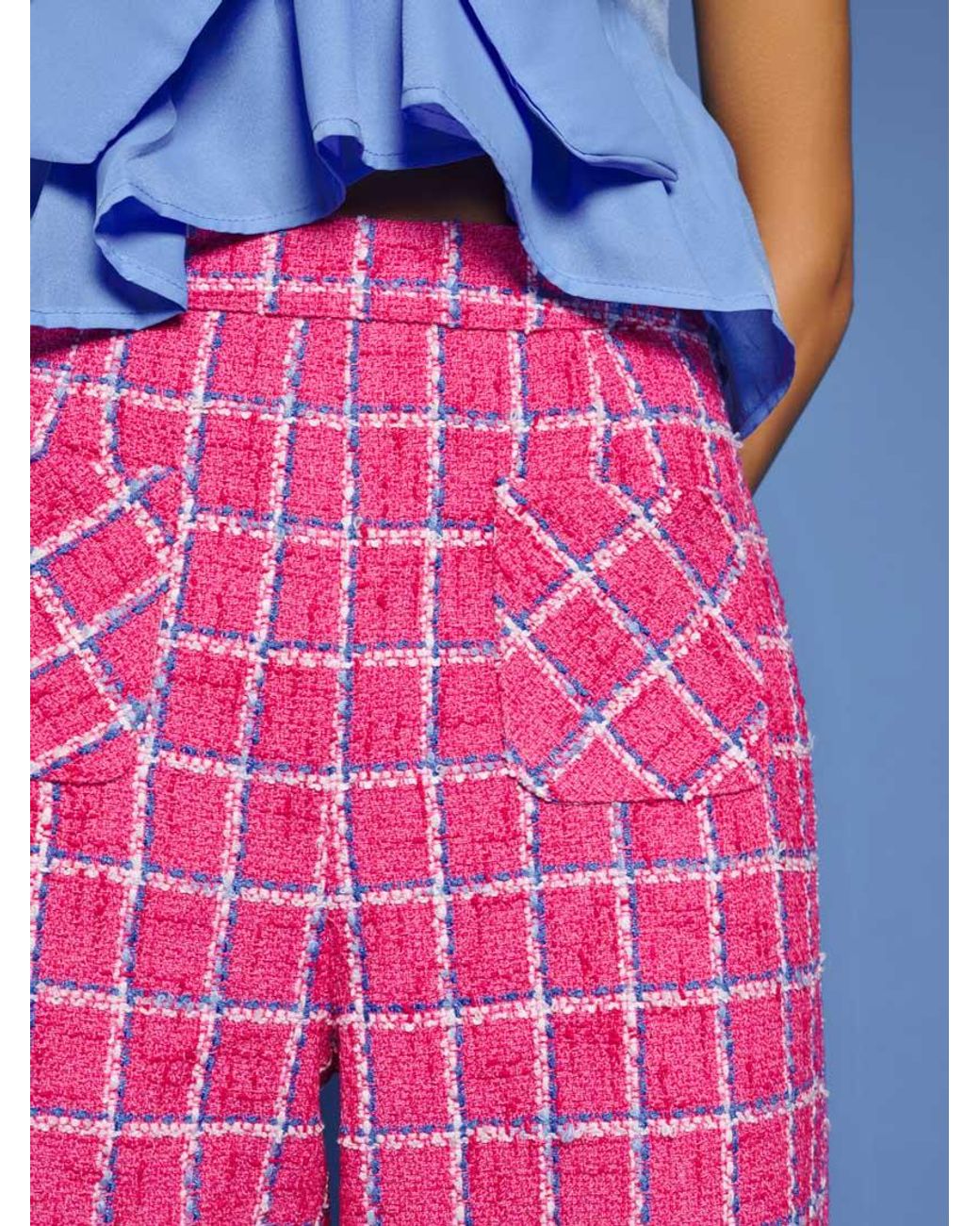 Sister Jane Pink Dream Cottage Check Tweed Trousers