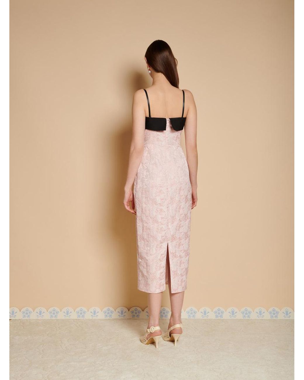 Sister Jane Natural Anders Jacquard Bow Midi Dress