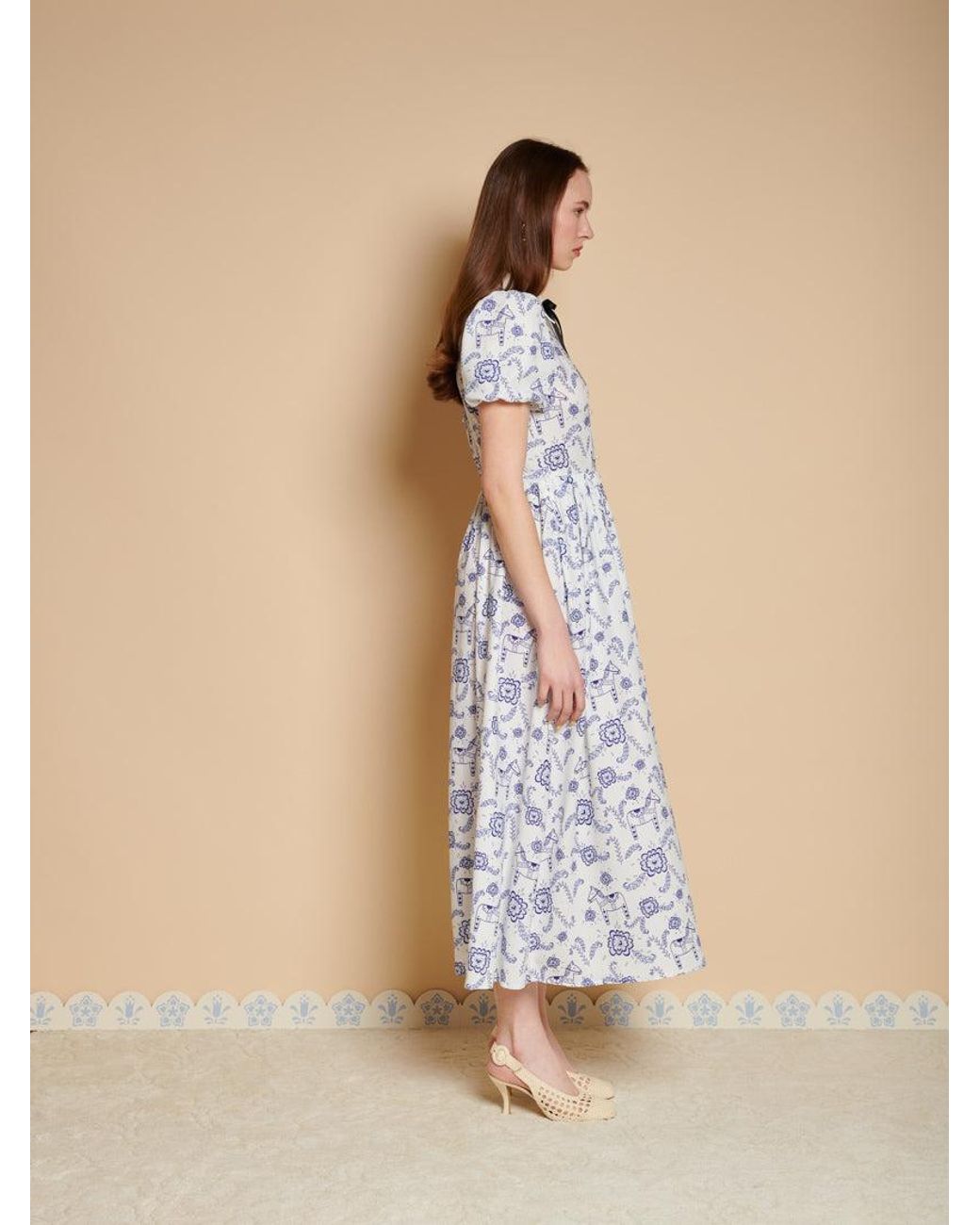 Sister Jane Natural Dala Print Midi Dress