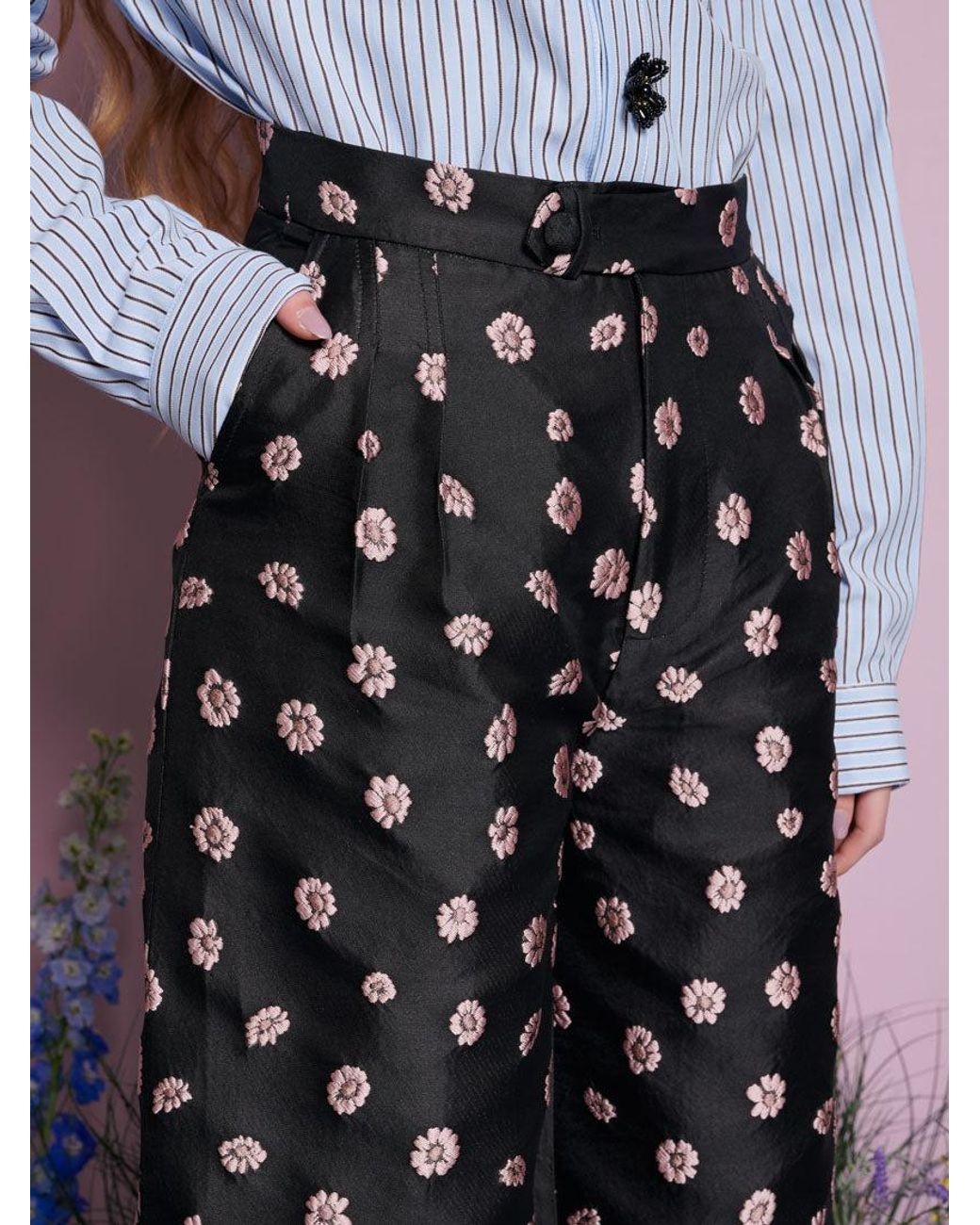Sister Jane Multicolor Rose Bells Jacquard Trousers